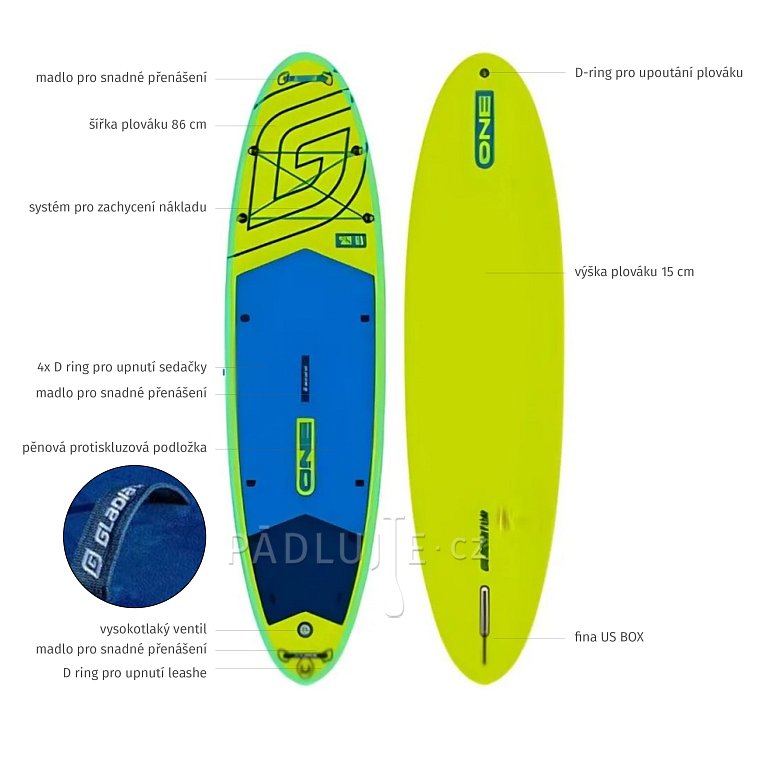 Paddleboard GLADIATOR ONE 10'8 Allround Lime - nafukovací