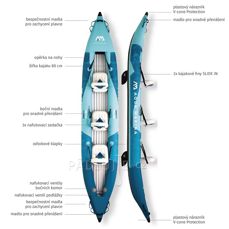 Kajak AQUA MARINA BETTA 475 Blue 2026 - třímístný nafukovací kajak