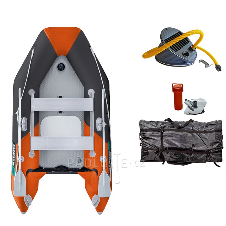 Člun GLADIATOR LIGHT AK280AD orange - dark grey - nafukovací člun s vysokotlakou podlahou