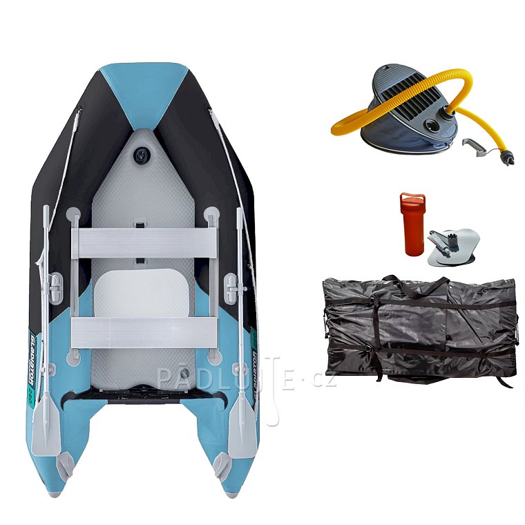 Člun GLADIATOR LIGHT AK280AD black-turquoise - nafukovací člun s vysokotlakou podlahou