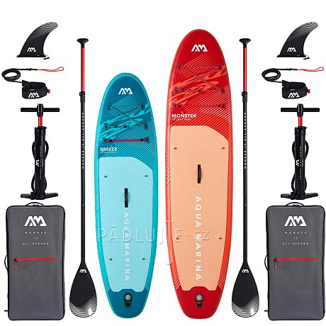 AQUA MARINA BREEZE 9'10 Silver tree, MONSTER 12'0 Sky Glider 2026 - Rodinná sada nafukovacích paddleboardů