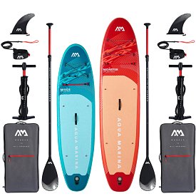 AQUA MARINA BREEZE 9'10 Silver tree, MONSTER 12'0 Sky Glider 2026 - Rodinná sada nafukovacích paddleboardů