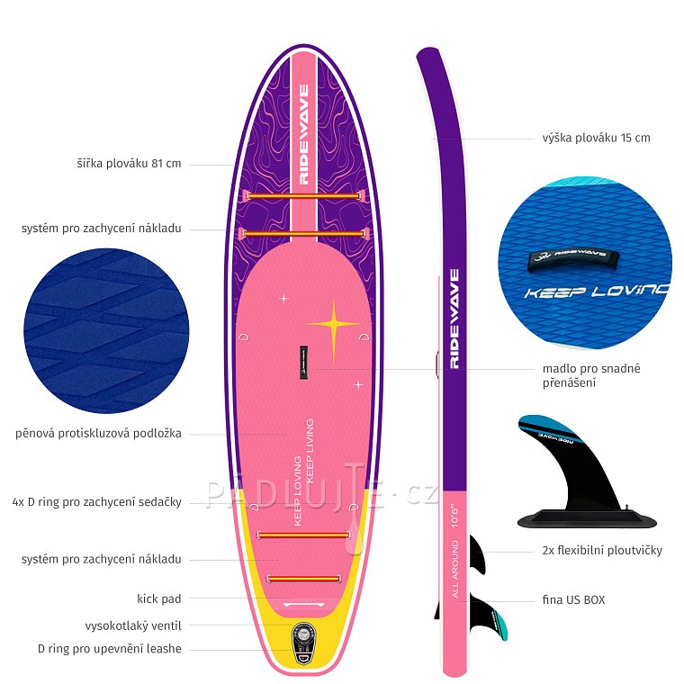Paddleboard RIDEWAVE Romantic 10'6 - nafukovací