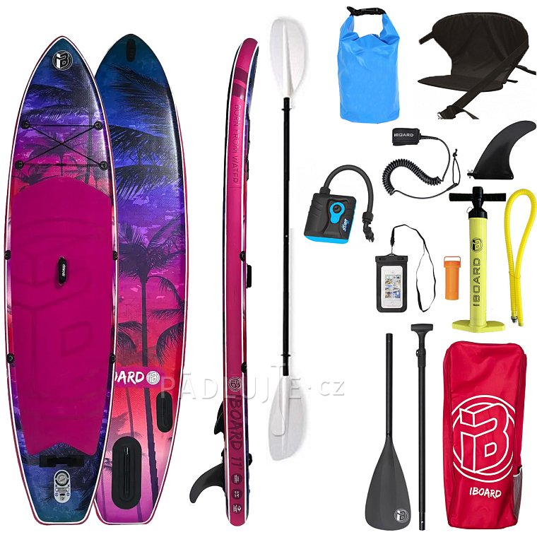 Paddleboard iBOARD 11' PURPLE PALM - nafukovací