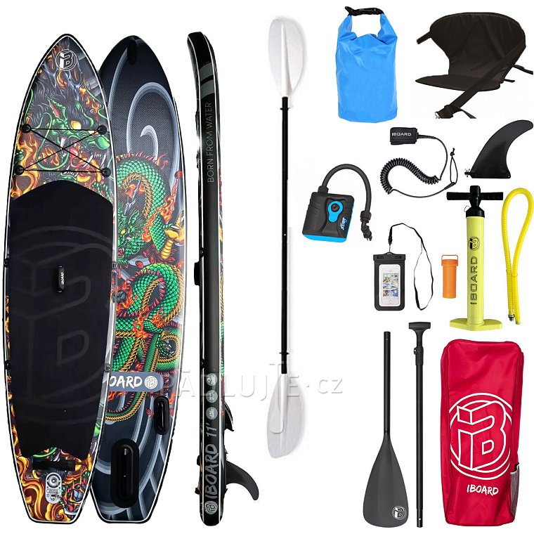 Paddleboard iBOARD 11' GREEN DRAGON - nafukovací