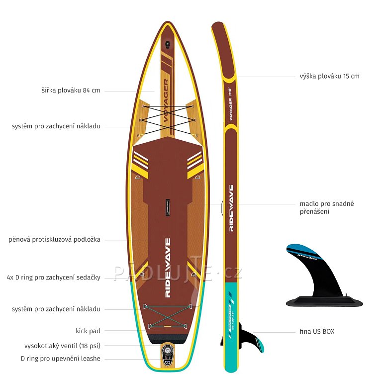 Paddleboard SUP RIDEWAVE Voyager Touring 11'6