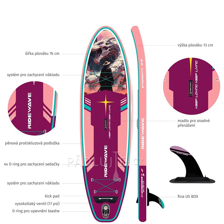 Paddleboard RIDEWAVE Blazebrand 9'6'' Combo - nafukovací