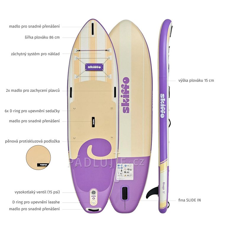 Paddleboard SKIFFO Rivage Parma 11' COMBO - nafukovací